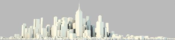 istock 3d rendering of a white city on a bright background 908993142