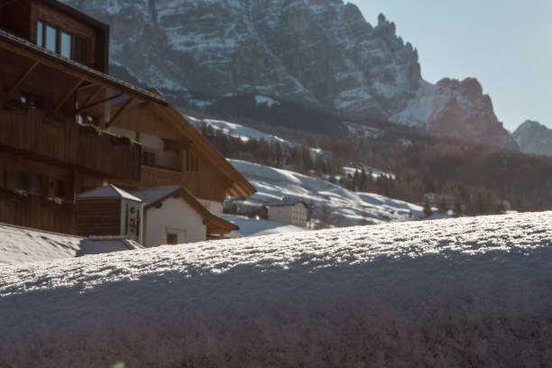 istock Mountain Hut and Ski Slope Landscape in Sunny Day 908994196