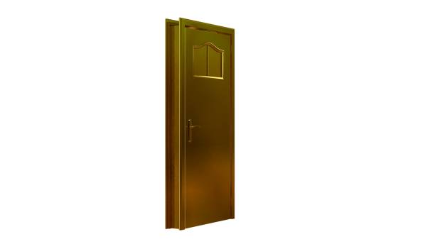 istock 3d rendering of a golden door isolated on white 908994642