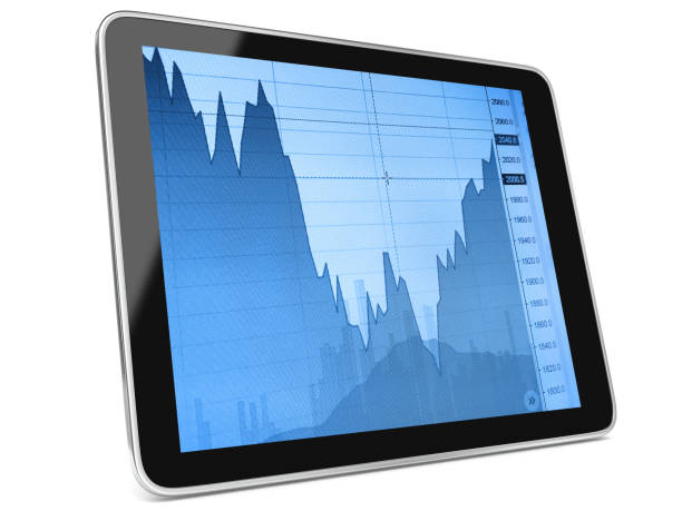 istock Tablet computer fintech stock market chart investment banking technology 908996182