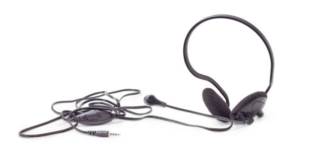istock Black headset with full size headphones and microphone 909001486