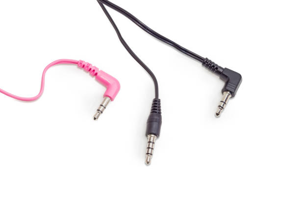 istock Three different audio plugs with parts of cables 909001588