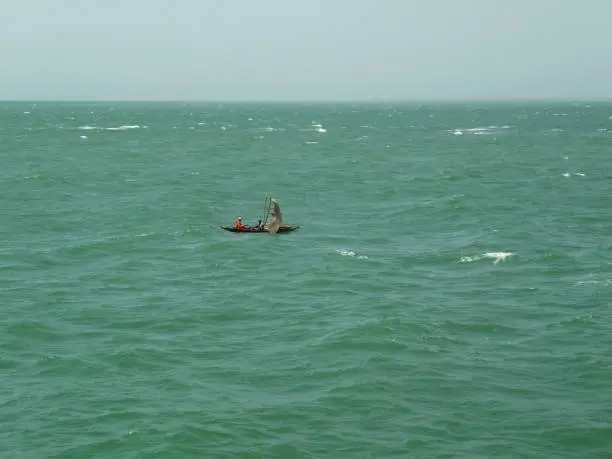 Small boat on Atlantic ocean, Gambia