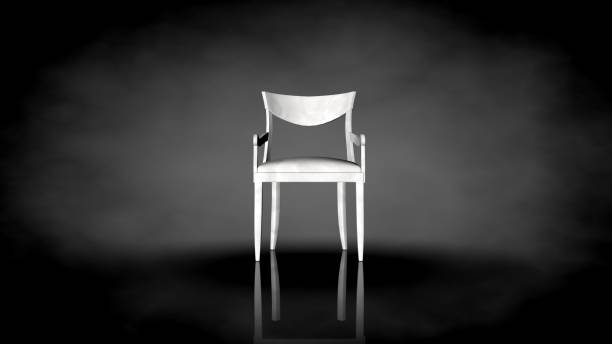 istock 3d rendering of a white chair on a black background 909016568