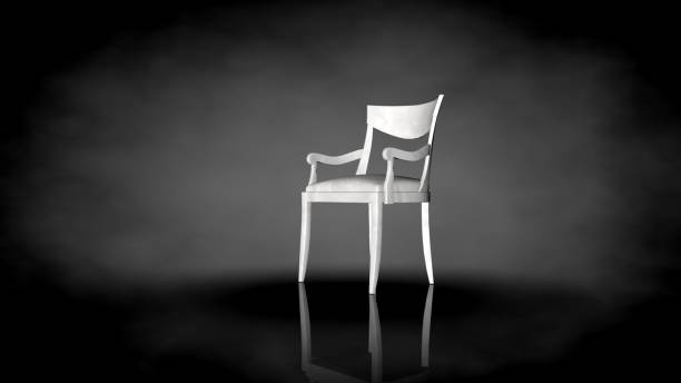 istock 3d rendering of a white chair on a black background 909016600