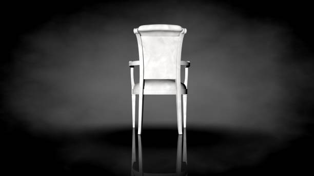 istock 3d rendering of a white chair on a black background 909017122