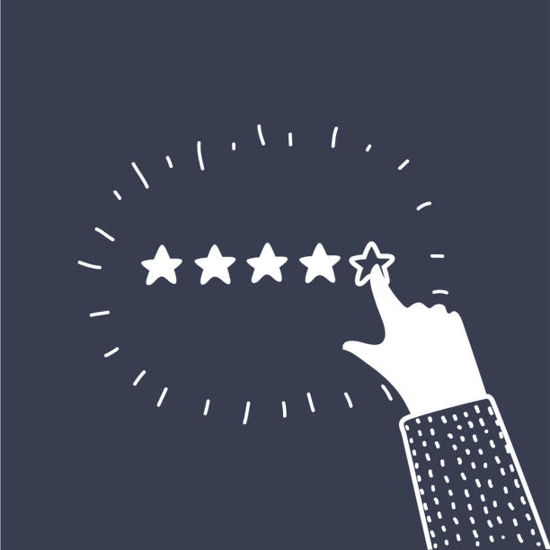 istock Positive feedback concept. Business hand give five star rating. Minimal flat vector illustration 909020910