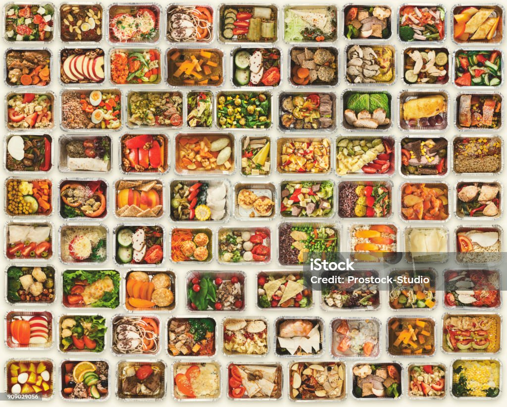 흰색 배경에서 상자 걸릴 멀리 식품 세트 - 로열티 프리 식사-음식 스톡 사진