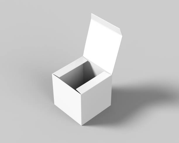 istock Blank white cube product packaging paper cardboard box. 3d render illustration. 909030068