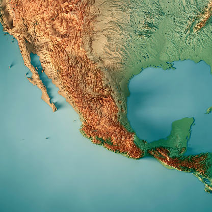 Mapa topográfico de México Render 3D photo