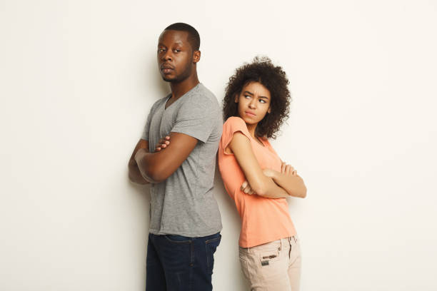 istock Break up, upset couple back to back after quarrel 909033014