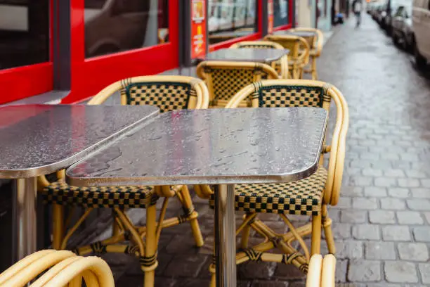Photo of Street cafe after the rain in Paris