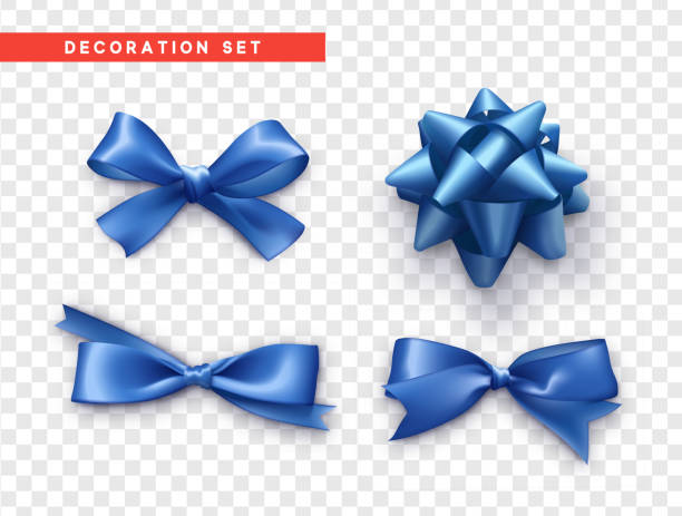 illustrations, cliparts, dessins animés et icônes de arcs bleu conception réaliste. arcs de cadeau isolé avec des rubans - bow blue gift white