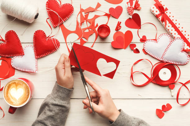istock Valentine day handmade scrapbooking background 909034444