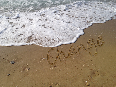 Change text on sea beach sand