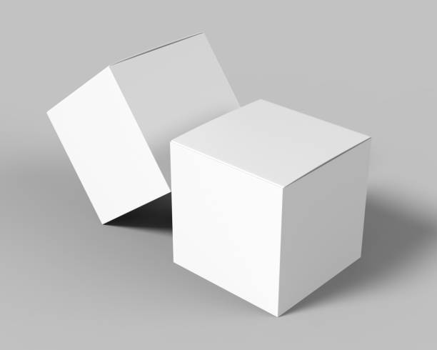 istock Blank white cube product packaging paper cardboard box. 3d render illustration. 909037252