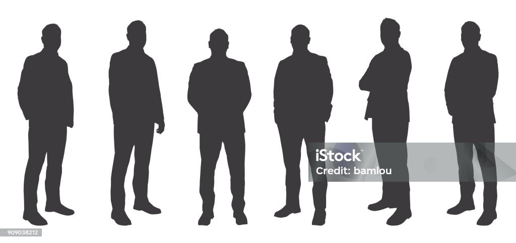 Six Men Sihouettes Vector of Six Men Sihouettes In Silhouette stock vector
