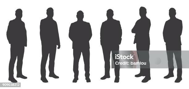 Six Men Sihouettes Stock Illustration - Download Image Now - In Silhouette, Men, People