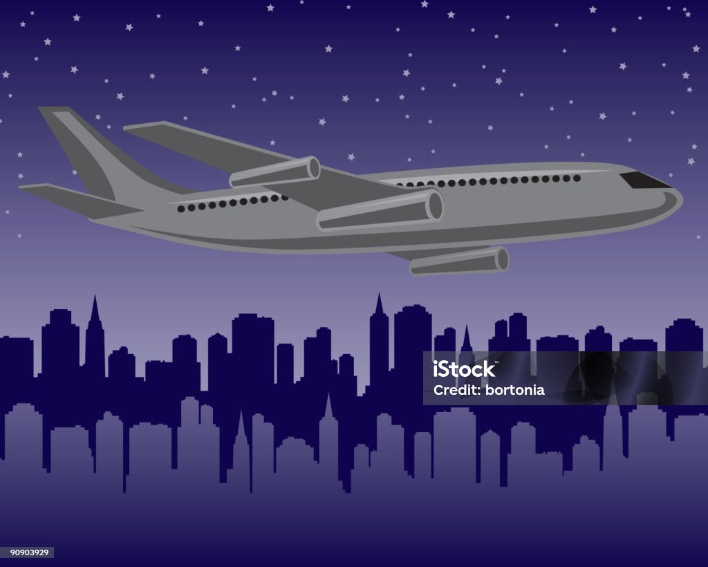 Flugzeug bei Nacht - Lizenzfrei Abenddämmerung Stock-Illustration