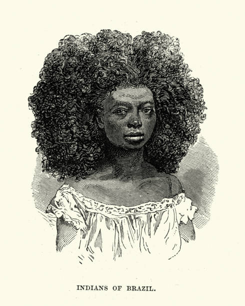 ilustrações, clipart, desenhos animados e ícones de mulher nativa do brasil, século xix - brazilian people