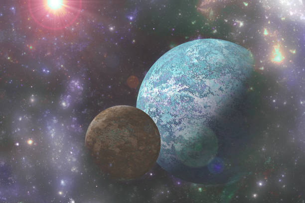 istock Alien planet, scifi and fantasy universe illustration 909042418
