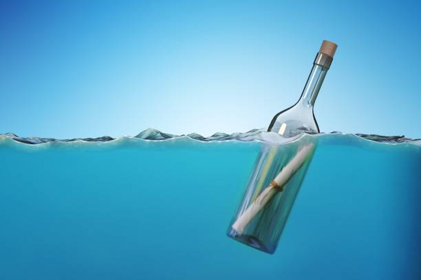 istock SOS message in bottle floating in sea. 3D rendered illustration. 909046148