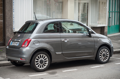 Mulhouse - France - 21 January 2018 - Grey fiat 500 parked in the street