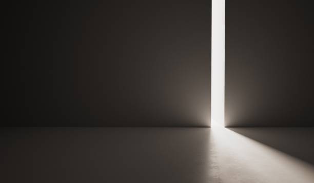 istock Large empty futuristic hall with slit. 3D rendered illustration. 909048854