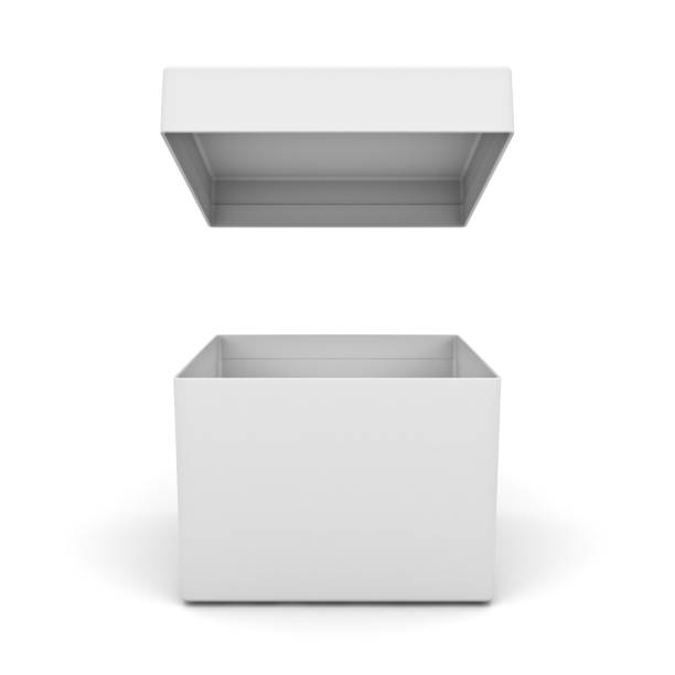 空白のボックス シャドウと白い背景で隔離の蓋で開く - lid ストックフォトと画像