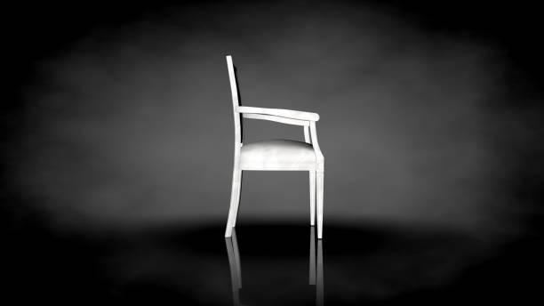 istock 3d rendering of a white chair on a black background 909053242