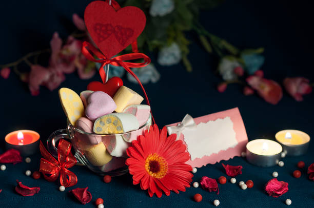 istock marshmallow, beautiful bright red accessories for Valentine's Day 909054390