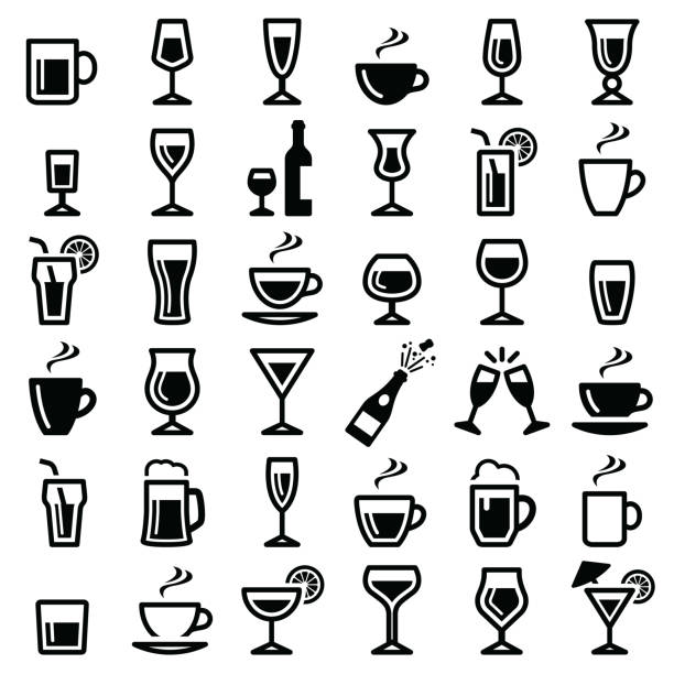 illustrations, cliparts, dessins animés et icônes de icône de boissons - drink glass symbol cocktail