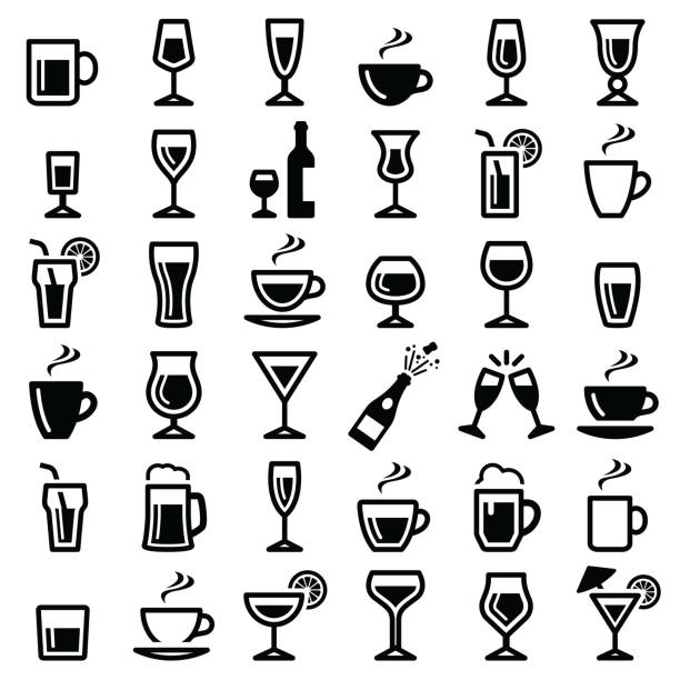 Drinks icon Drinks icon collection - vector silhouette and illustration alcoholism stock illustrations