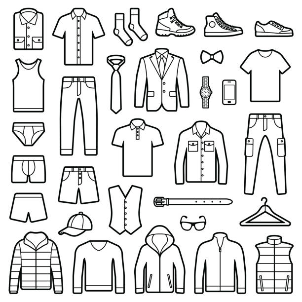 남자 의류 및 액세서리 - jacket shirt male fashion stock illustrations