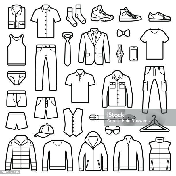 Man Clothes And Accessories Stock Illustration - Download Image Now - Clothing, Icon Symbol, Men