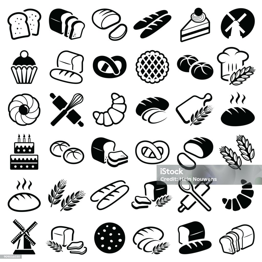 Iconos de panadería - arte vectorial de Ícono libre de derechos