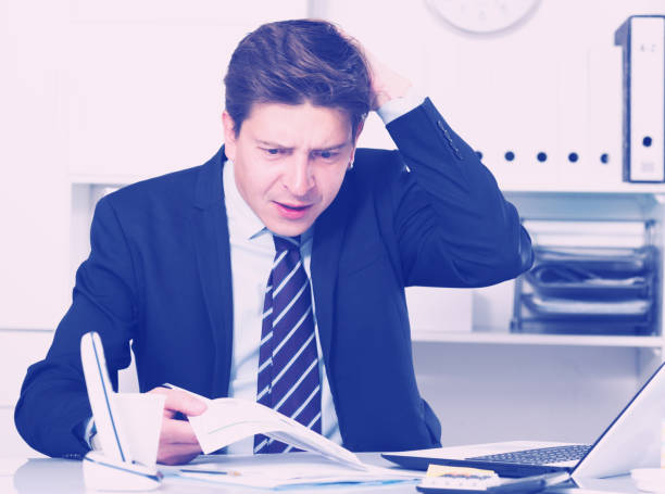 istock Male having lot of work and problems 909063762