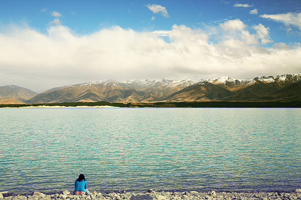 Autumn leaves on Lake Tekapo, New Zealand