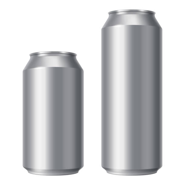 istock Blank beer can mock up. Small and Big Aluminium soda can isolated on white background. Realistic Drink packaging for branding and presentation of your design. Front view. Vector eps 10. 909070378