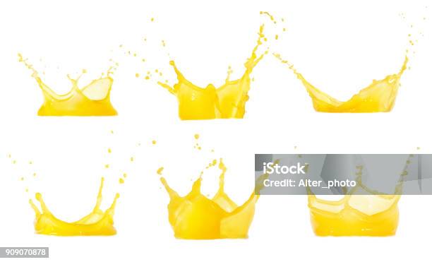 Juice Splashes Set Stock Photo - Download Image Now - Splashing, Spray, Juice - Drink