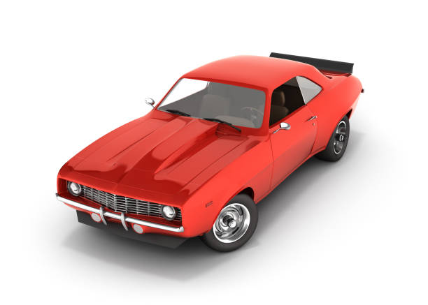 istock Red muscle car isolated on white background 3d 909073046