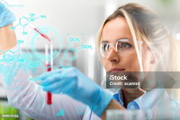 Young Attractive Female Scientist Researching In The Laboratory Stock Photo - Download Image Now