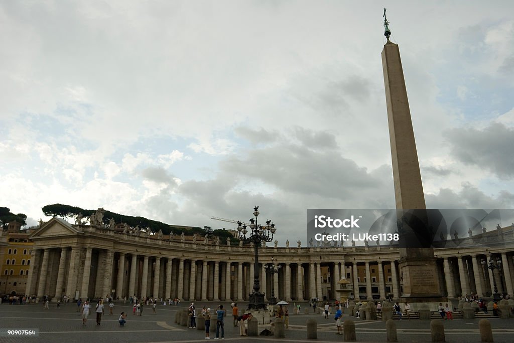 St. Peter's Square St. Peter's Square with the Bernini's Colonnade and the Egyptian obelisk, Vatican. Architectural Column Stock Photo