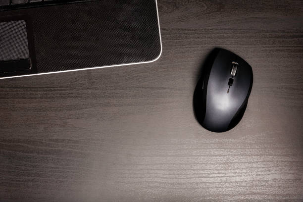 Top view of a workspace stock photo