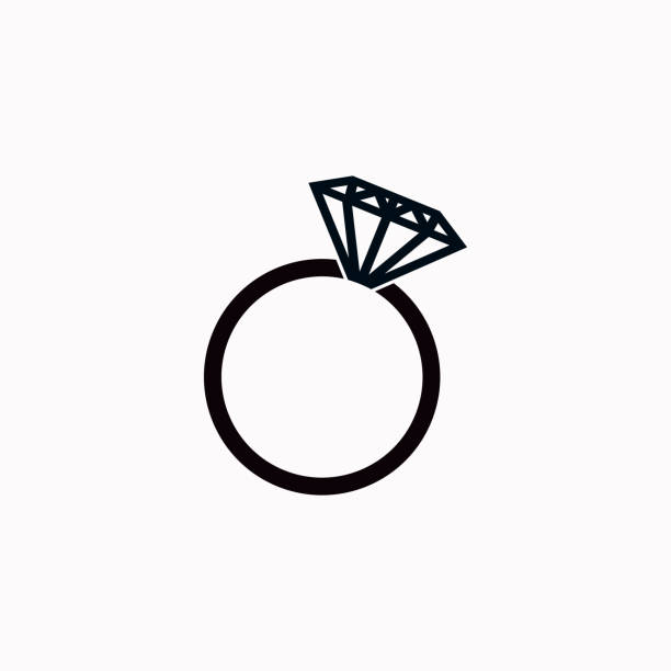 pierścionek z brylantem - ikona wektora. - ring gold diamond engagement ring stock illustrations