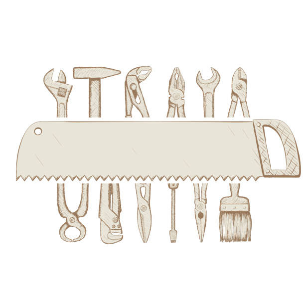 産業用ツールおよび弓のこ - wrench spanner work tool backgrounds点のイラスト素材／クリップアート素材／マンガ素材／アイコン素材