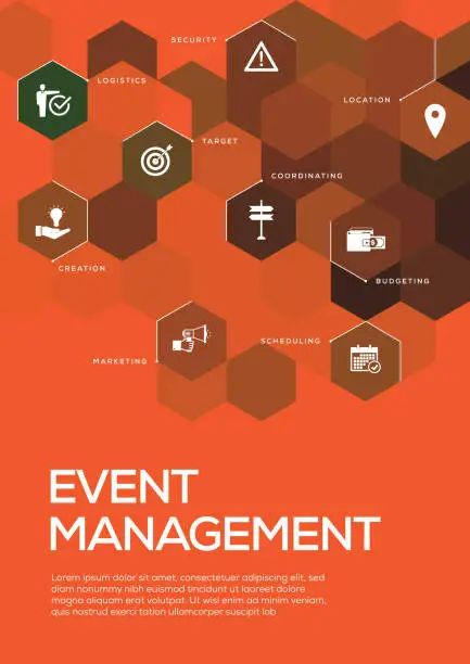 Vector illustration of Event Management. Brochure Template Layout, Cover Design