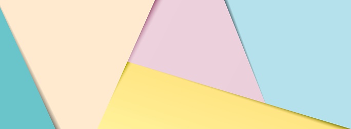A banner of layered pastel coloured paper in popular social media banner proportions. EPS10 vector format.
