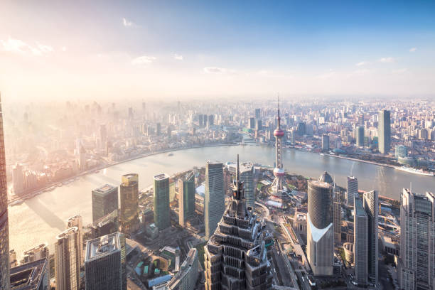 istock Shanghai skyline and cityscape at sunset 909089446