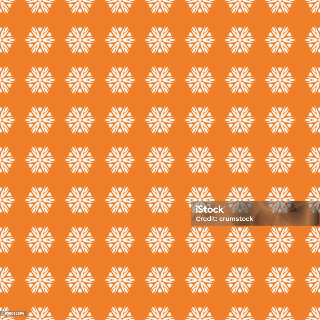 Simple Patterned Orange Background White Floral Seamless Pattern On Orange Background Stock Illustration ...